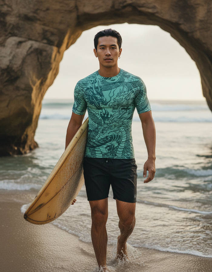 Rashguard — Men's Neon Aqua Ember