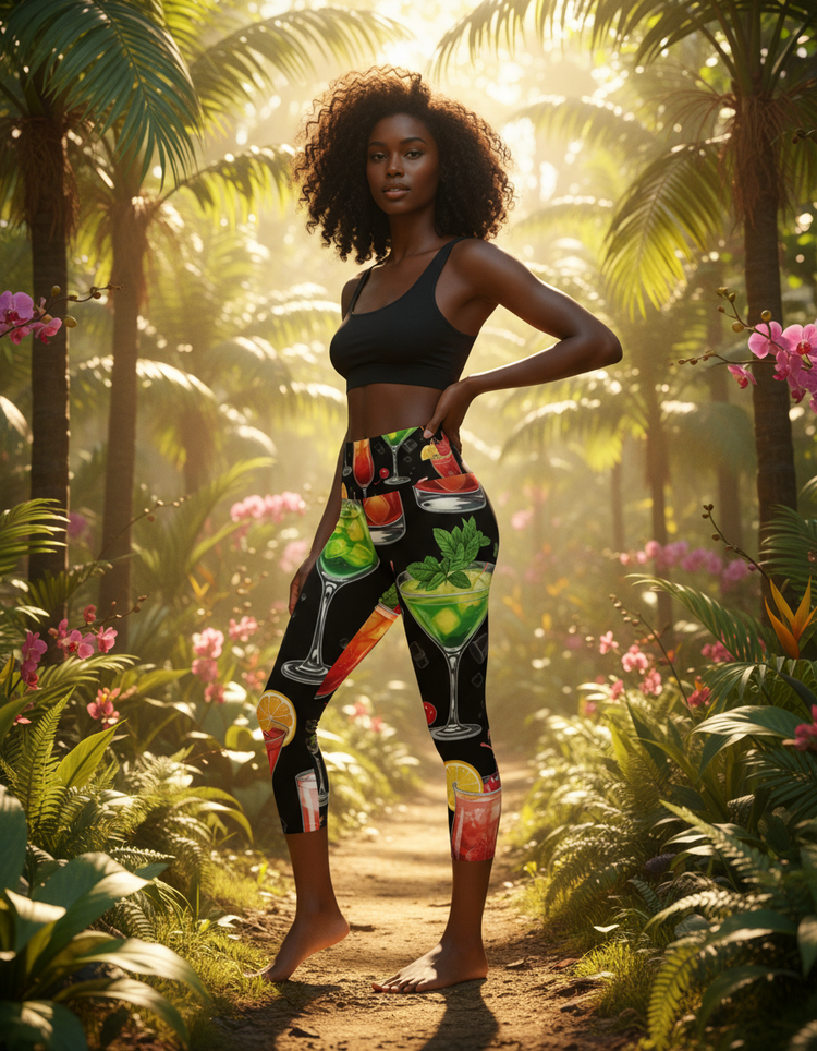 Women's Cocktail Yoga Capri Leggings