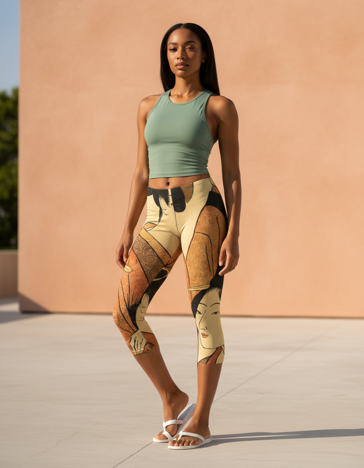Women's Utamaro Ukiyo-e Capri Leggings