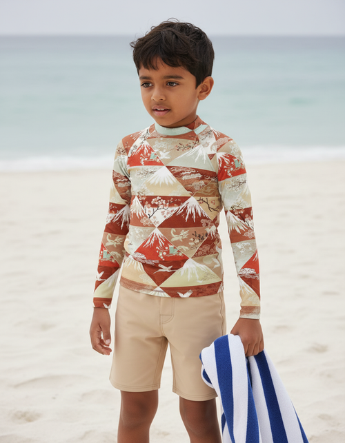 Burnt Sienna Zenith Boys Rash Guard Kids Rash Guard — Lolekai