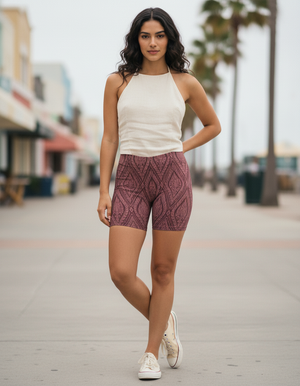 Dusty Rose Nara Mid-Rise Shorts Short Shorts — Lolekai