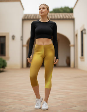 Yellow Chroma Capri Leggings Capri Leggings — Dripper