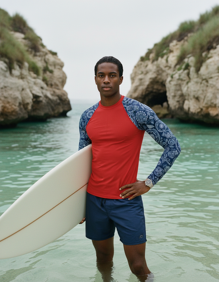 Men's Black and White Patterns Rash Guard