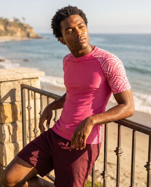 Hot Pink Aoi Rash Guard Men's Rashguard — Lolekai