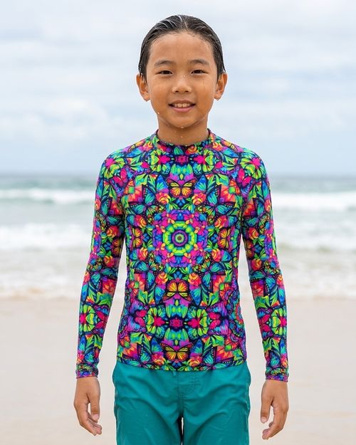 Boys Butterfly Mandala boys rashguards