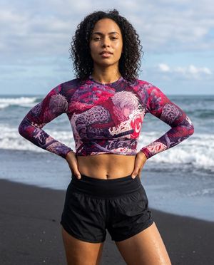 Women's Electric Fuchsia Senjin women's crop-top rashguards
