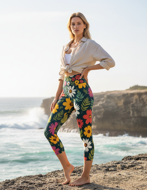 Daisy Capri Yoga Leggings Capri Yoga Leggings — Dripper