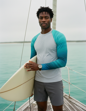 Transformative Teal Ripple Rash Guard bikini — Dripper