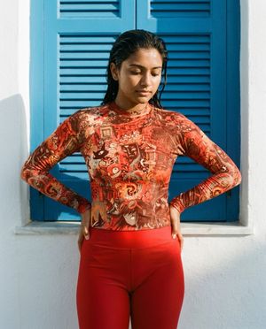 Women's Coral Bakeneko women's rashguards