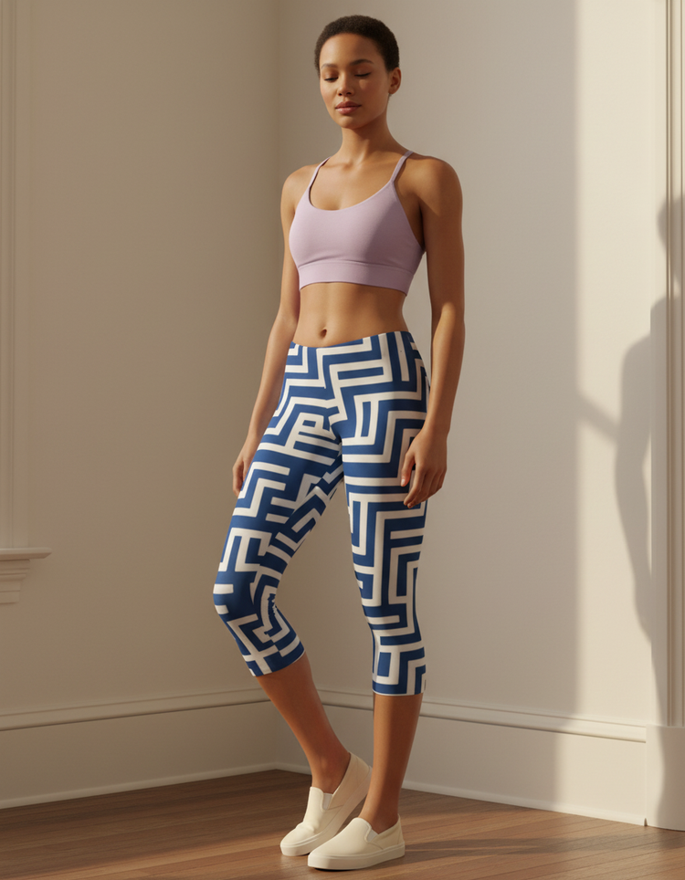 Women's Greek Key Capri Leggings