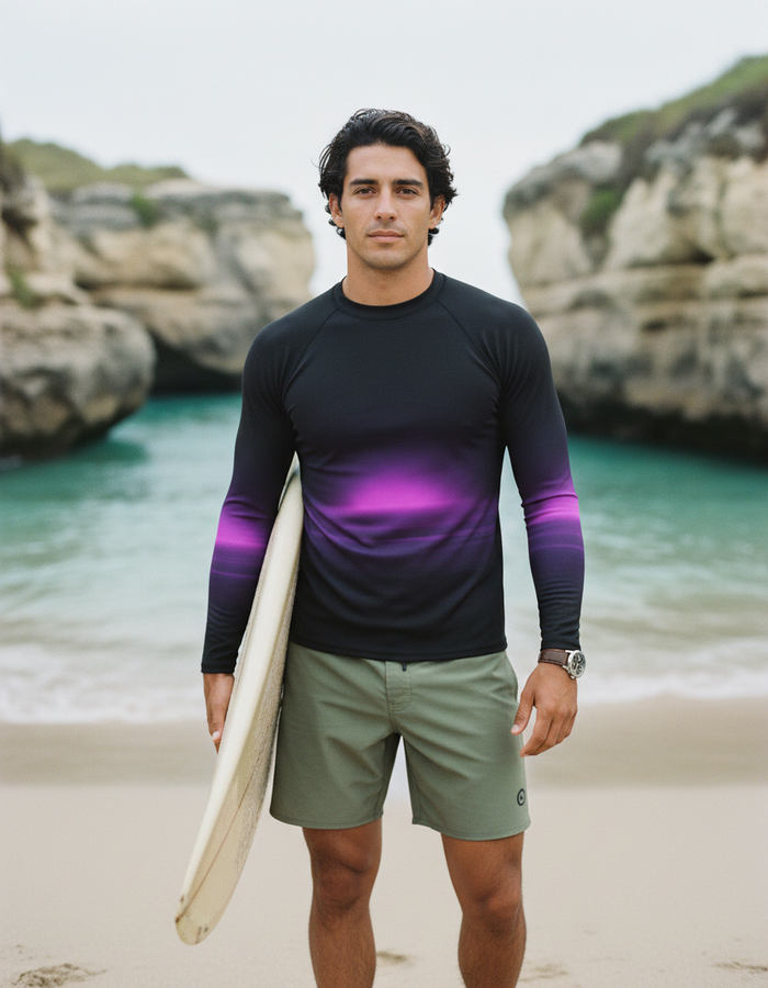 Rashguard — Men's Black / Electric Violet Solstice