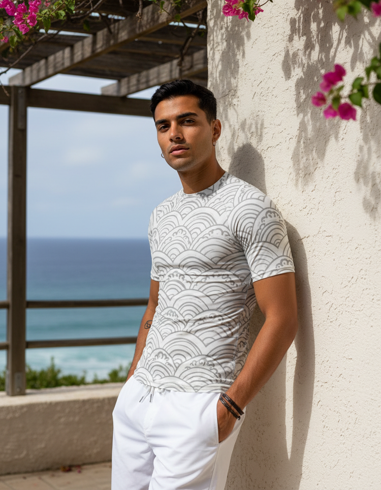 Men's White Onyx Aoi men's short-sleeve rashguards