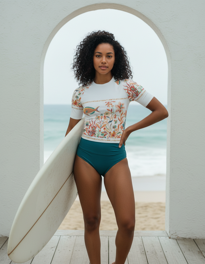 Rashguard — Women's Tropical Rainbow White Chorus
