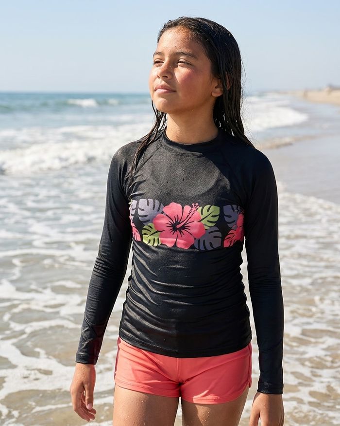 Rashguard — Girls Neon Pink Bloom Pua