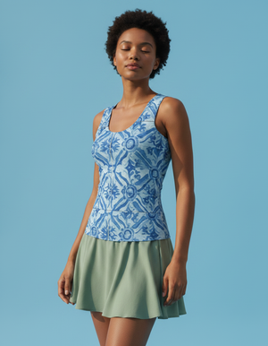 Lisbon-Blue Azulejo Tank Tops tank tops