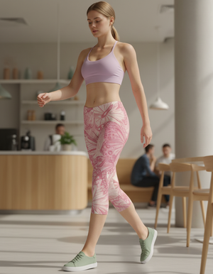 Millennial Pink Chrysalis Leggings Capri Leggings — Dripper
