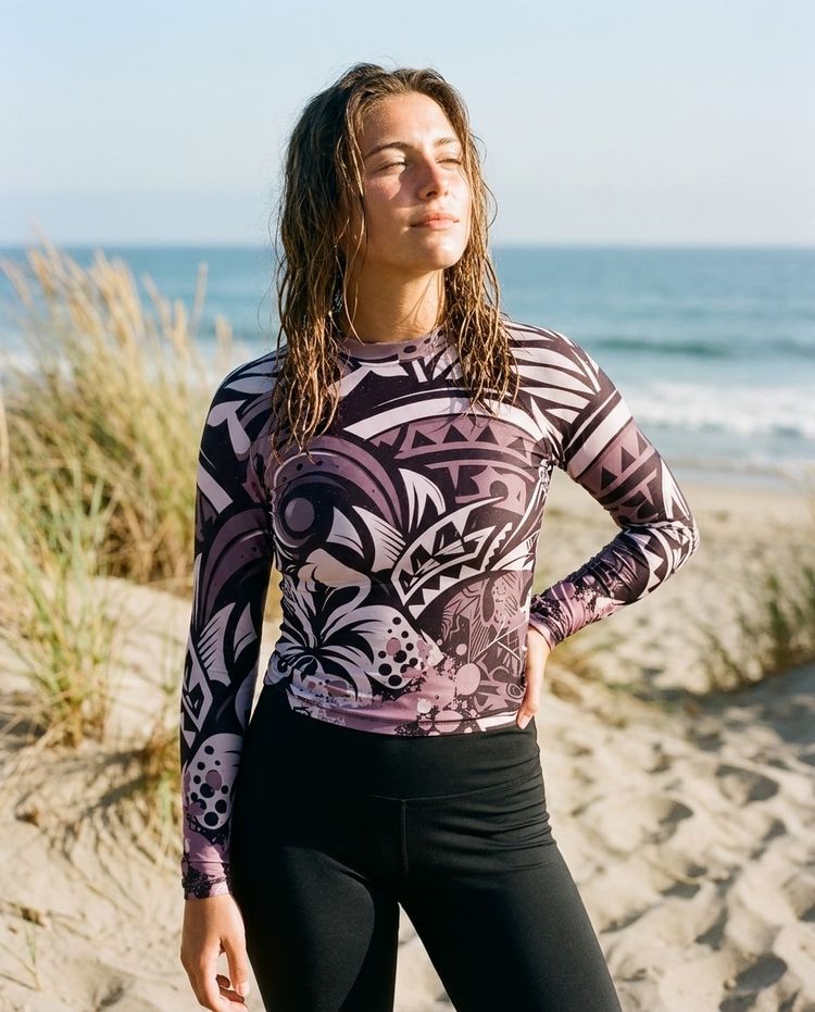 Women's Burnished Lilac Mana Uli women's rashguards