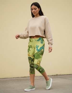 Lime Vortex Leggings Capri Leggings — Dripper