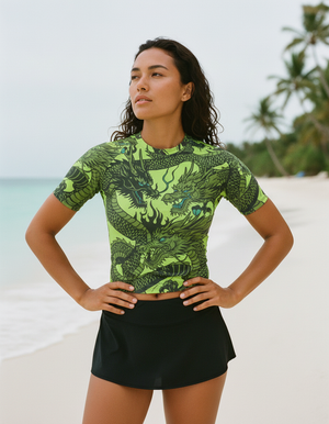 Women's Neon Green Ember women's short-sleeve rashguards