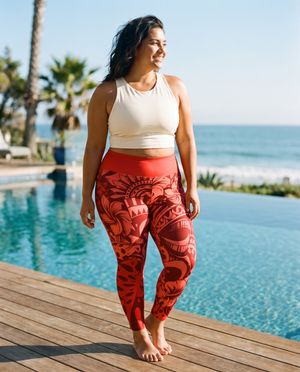 Fiery Red Honua Kai plus size leggings