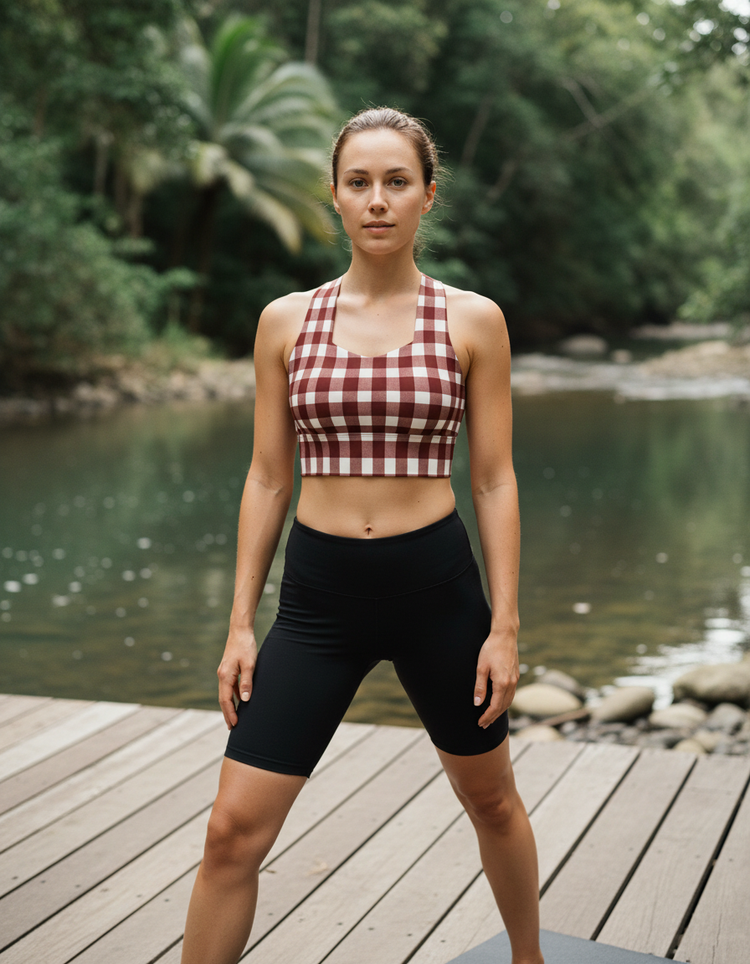 Lush Growth Gingham Longline Sports Bra