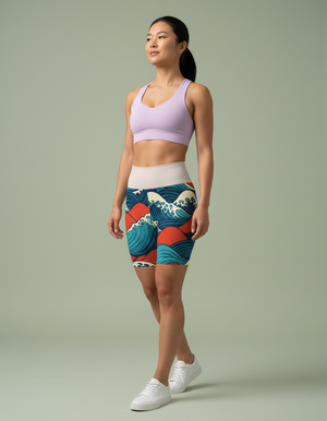 Japanese Wave Art Yoga Shorts yoga shorts