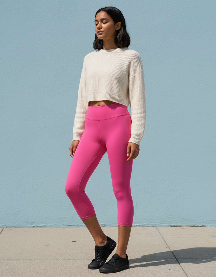 Capri-Yoga Leggings in Schiaparelli Pink