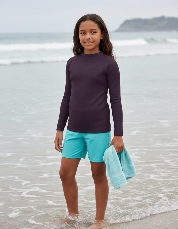 Girls Eggplant Rash Guard