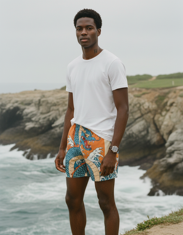 The Uncoiled men's swim trunks