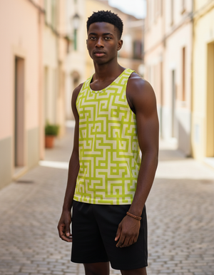 Men's Runway Chartreuse Kintsugi tank tops