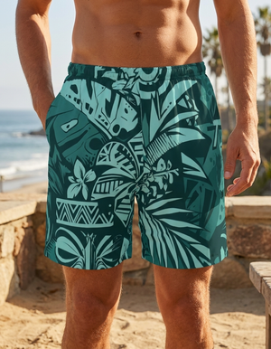 Transformative Teal Lani Uli men's swim trunks