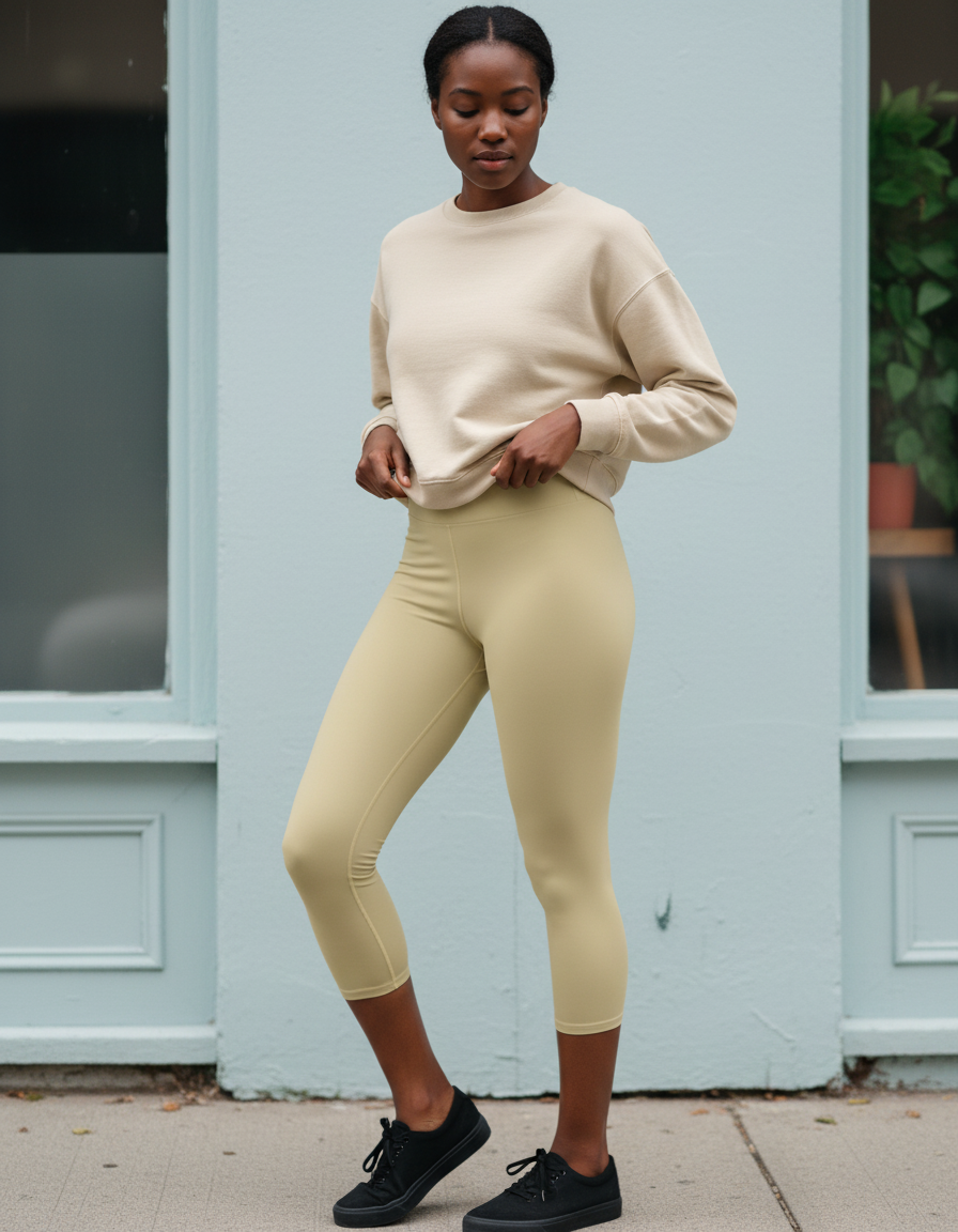 Capri-Yoga Leggings in Ecru