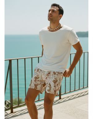 Coffee Bean Haven men's swim trunks