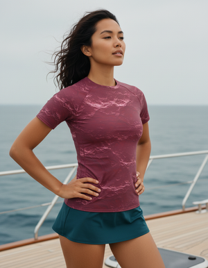 Women's Hot Pink Eclipse women's short-sleeve rashguards