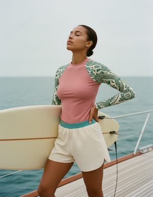 Transformative Teal Sari Rash Guard Women's Rashguard — Dripper
