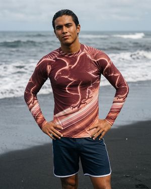 Men's Millennial Pink Neon Eagle Surfer men's short-sleeve rashguards