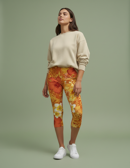 Citrus Orange Kumu Capri Leggings Capri Leggings — Dripper