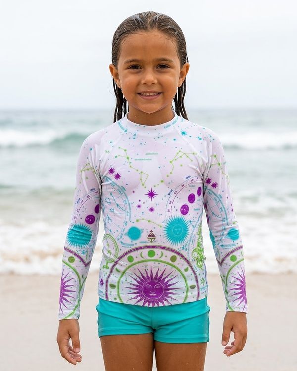 Girls Neon Cosmos Rash Guard