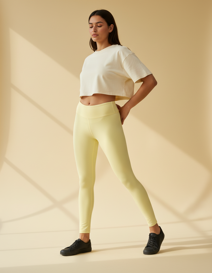 Full-Length Leggings in Pale Yellow