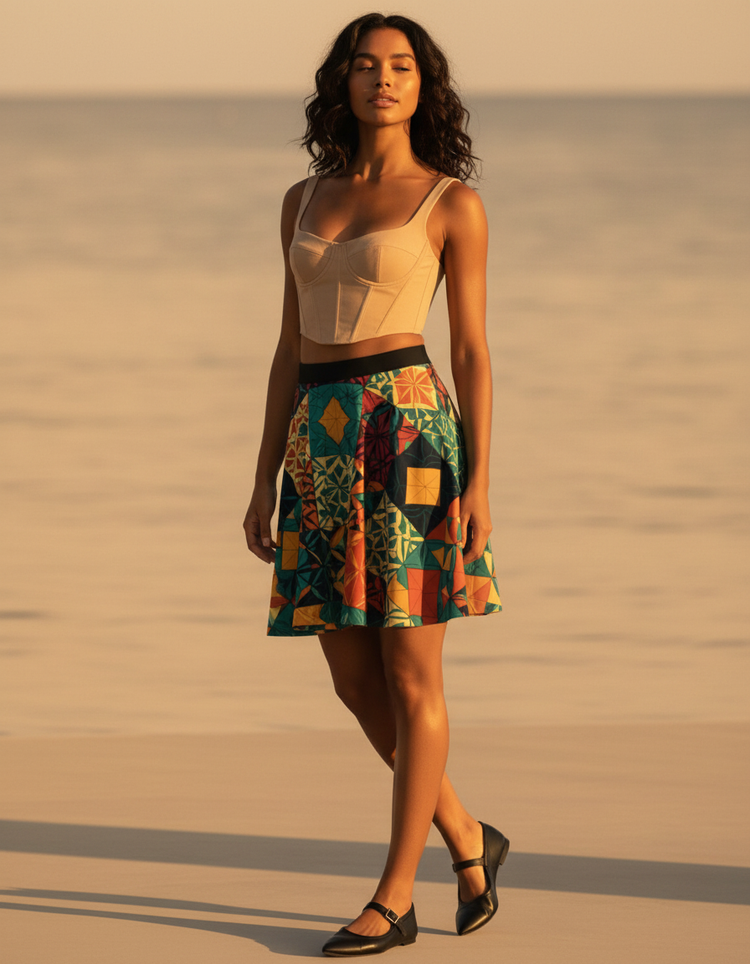 Vibrant Beat Pulse Skater Skirt