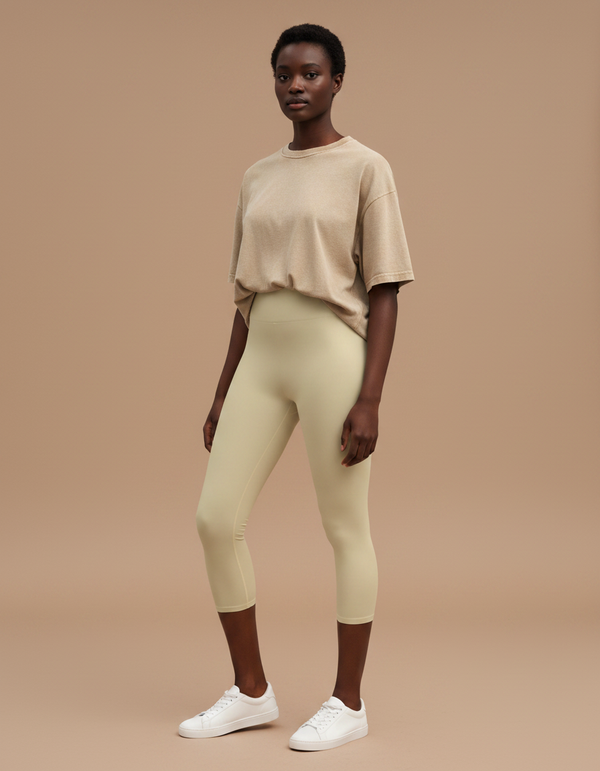 Raw Silk Capri Yoga Leggings