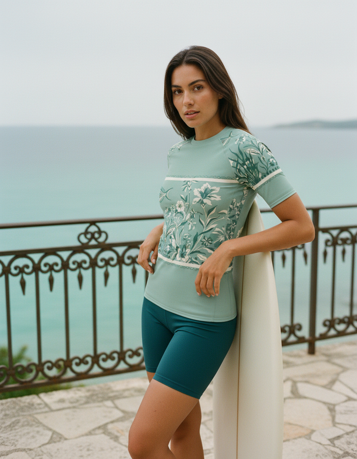 Rashguard — Women's Dusty Aqua Chorus