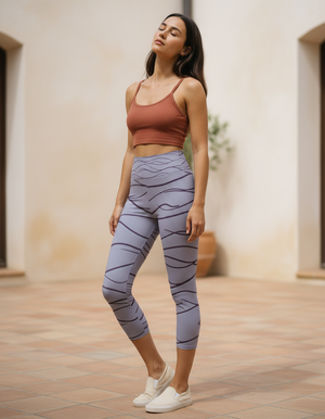 Burnished Lilac Aqua capri yoga leggings