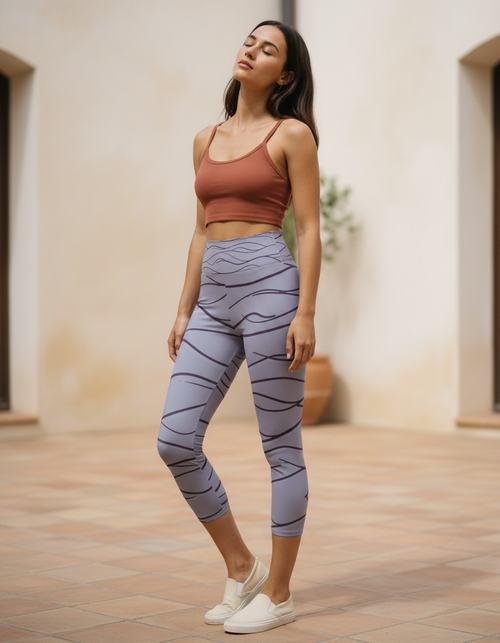 Burnished Lilac Aqua Capri Yoga Leggings Capri Yoga Leggings — Dripper