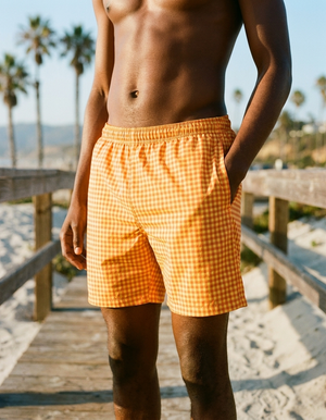 Coral Sunset men's swim trunks