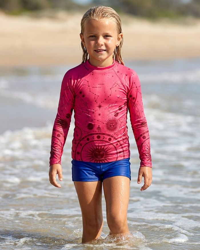 Rashguard — Girls Hot Pink Cosmos