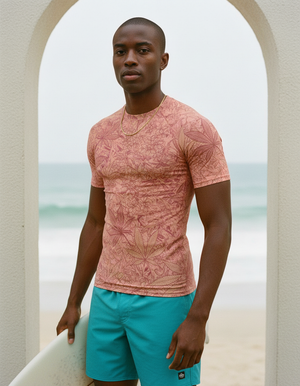 Neon Coral Kumo Rash Guard Men's Rashguard — Lolekai