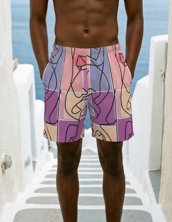 Men's Swim Trunks in Millennial Pink Lustre