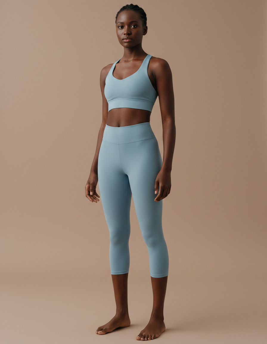 Capri-Yoga Leggings in Pewter Blue