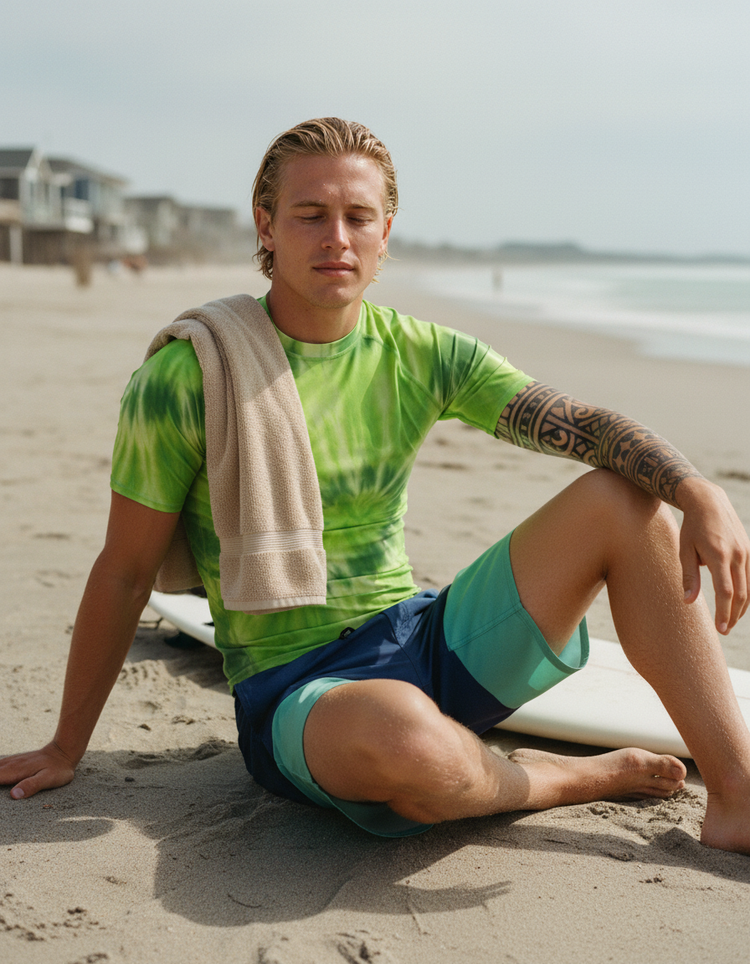 Men's Neon Green Nebula men's rashguards